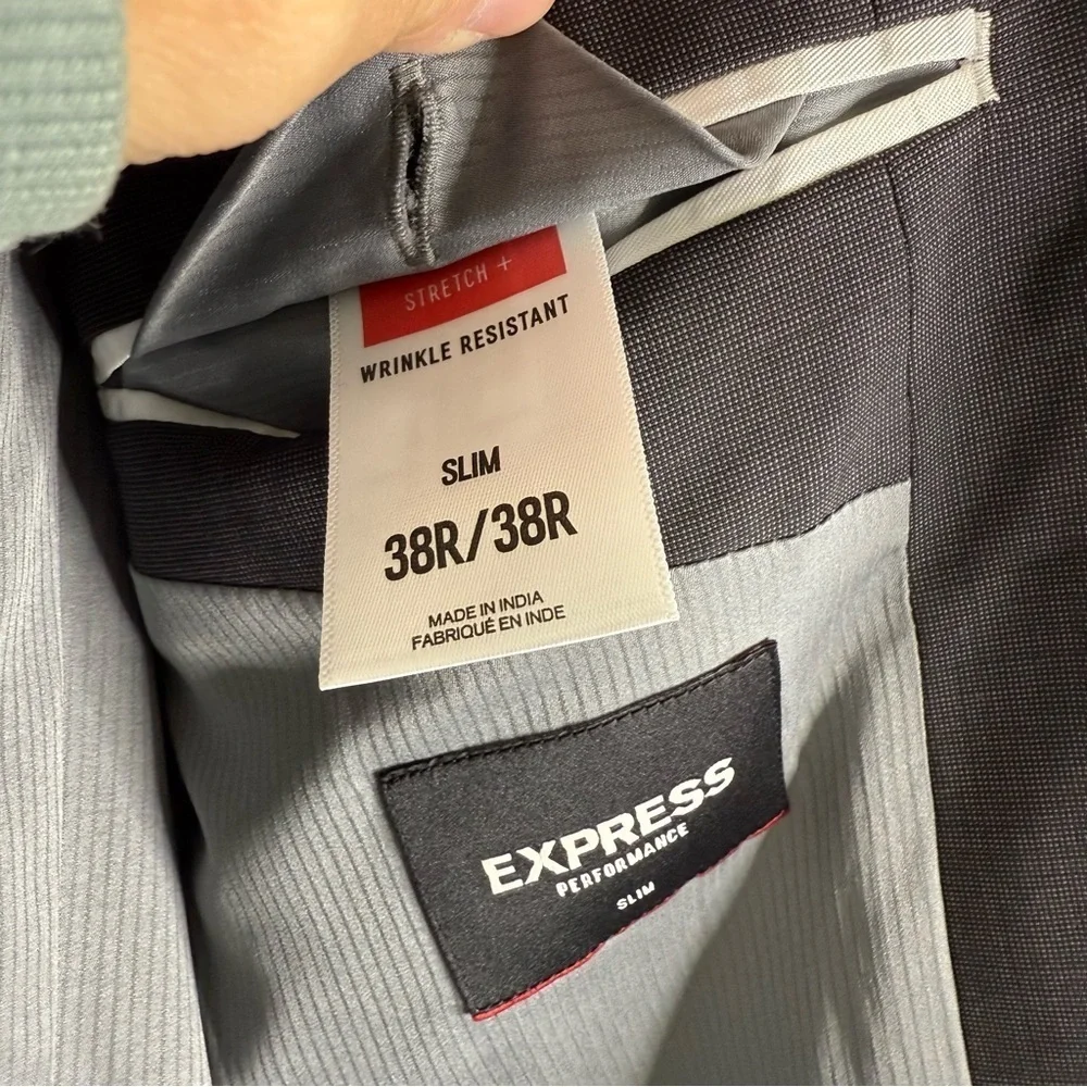 Express Performance Slim Fit Stretch+ Blazer Charcoal Gray 38R